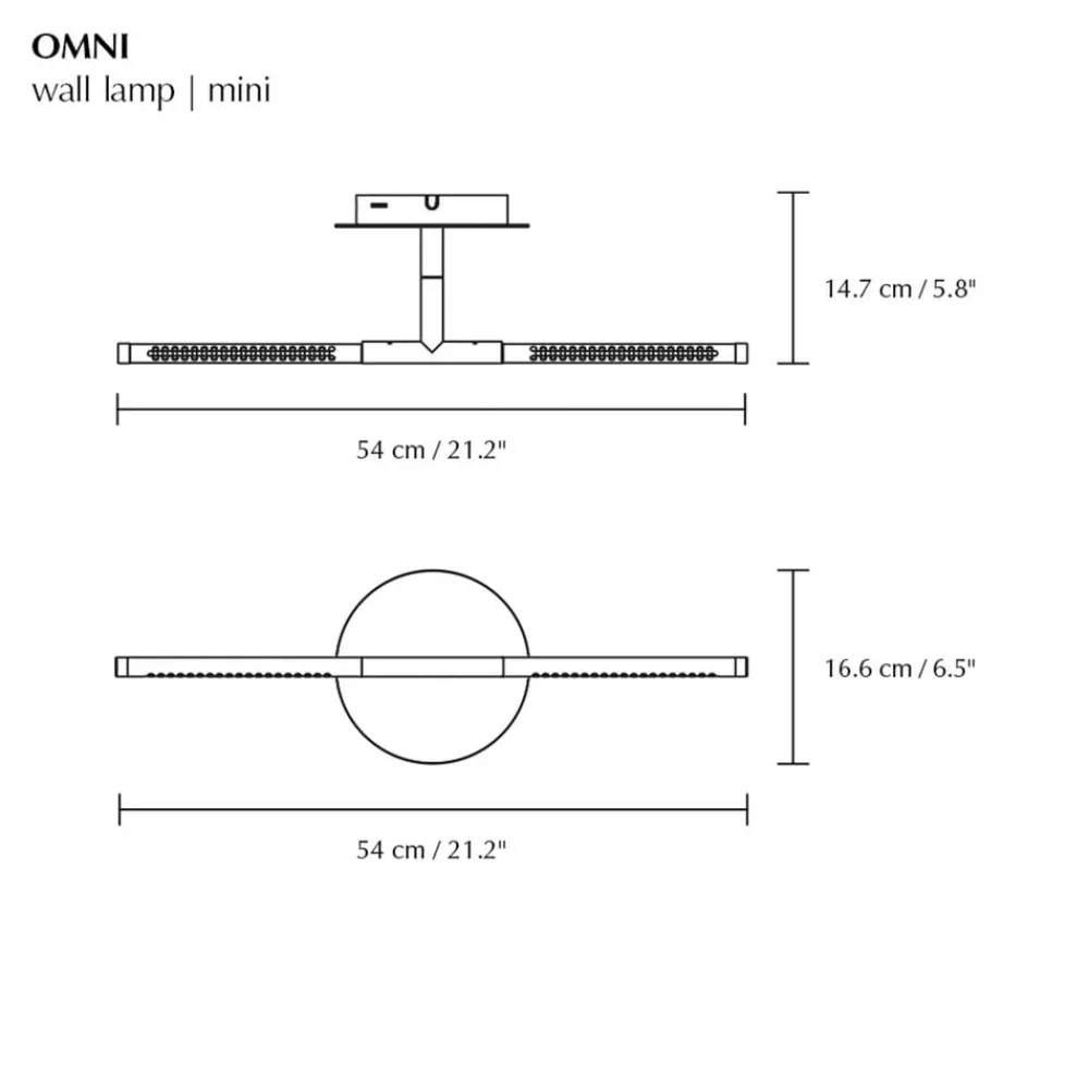 Væglamper ^ UMAGE LED-væglampe Omni, sort, bredde 54 cm, 2 lyskilder