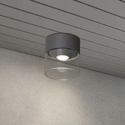 Konstsmide Udendørs Loftlamper > Varese udendørs LED-loftlampe, grå, glascylinder