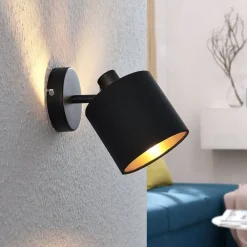 Væglamper|Spotlights ^ Lindby Vasilia væglampe i sort og guld, 1 lyskilde.