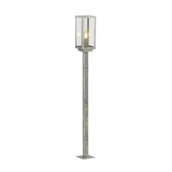 Searchlight Gadebelysning > Vejlampe Box II, 90 cm høj, sølv/klar, glas, IP44
