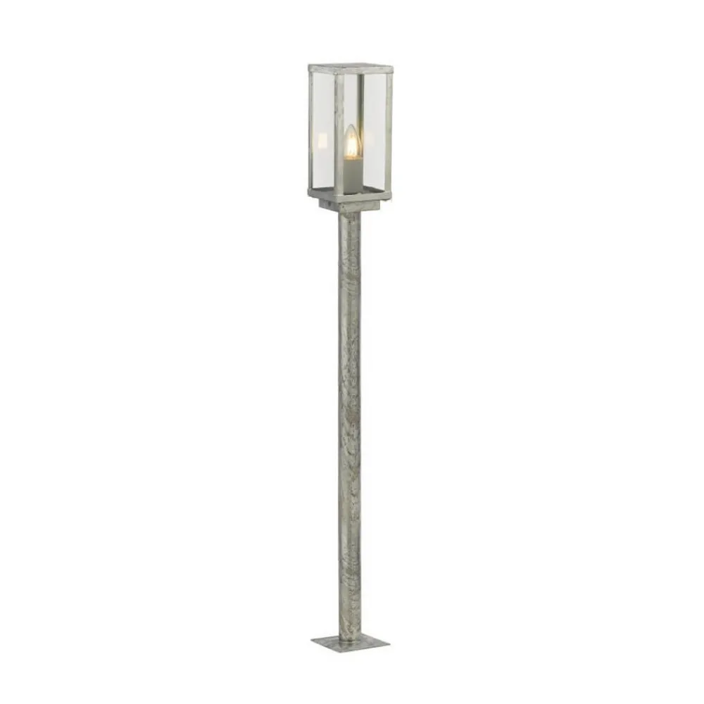 Searchlight Gadebelysning > Vejlampe Box II, 90 cm høj, sølv/klar, glas, IP44
