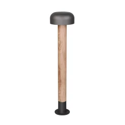 Gadebelysning ^ Trio Lighting Vejlampe FRASER, trælook, højde 85 cm, metal, IP54