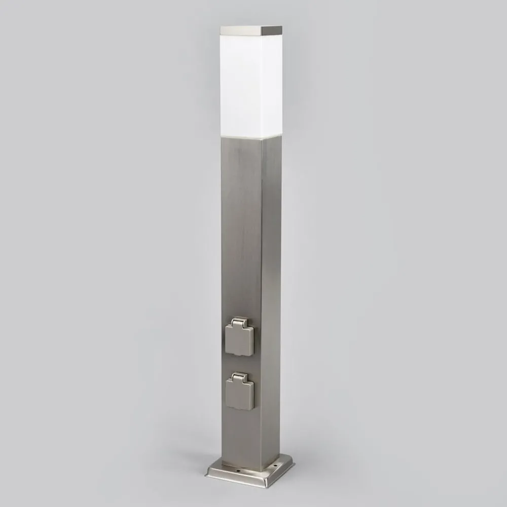 G & L Handels GmbH Gadebelysning > Vejlampe 400166, stål med 2 stikkontakter
