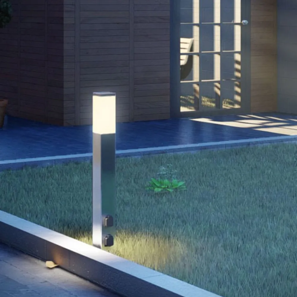 G & L Handels GmbH Gadebelysning > Vejlampe 400166, stål med 2 stikkontakter