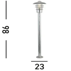 Gadebelysning ^ Searchlight Vejlampe X Conrad, sølv, IP44, højde 51 cm, stål