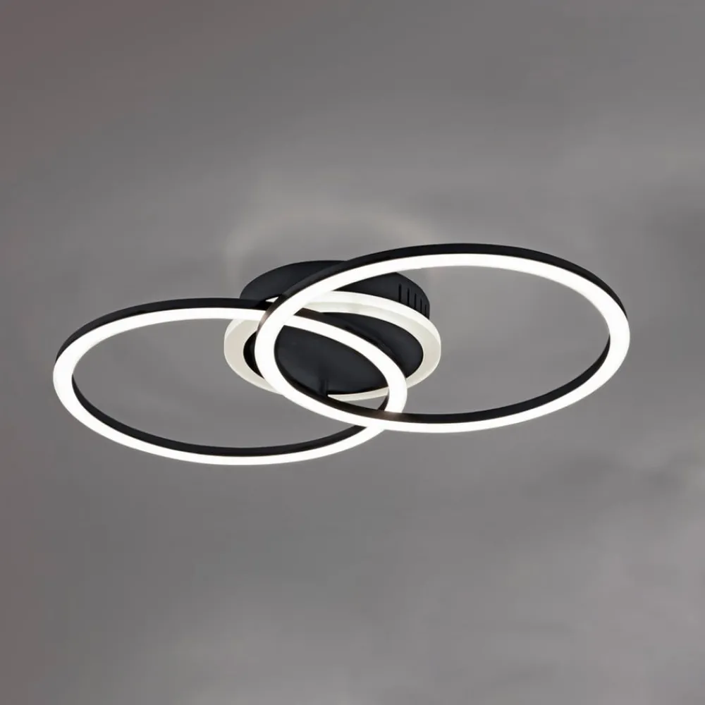 Loftlamper ^ Reality Leuchten Venida LED-loftlampe i ring-design, sort