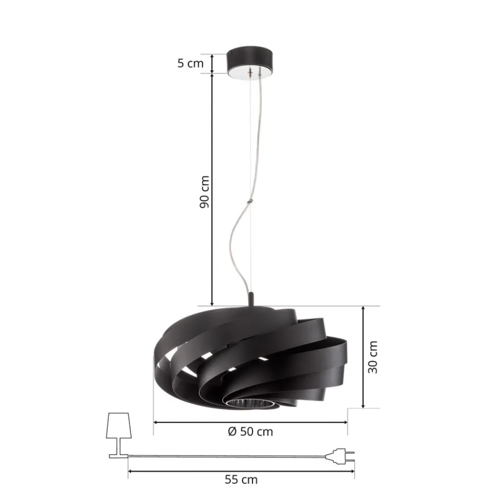 Domiluce Gang|Pendellamper > Vento hængelampe, sort, Ø 50 cm, metal, E27