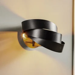 Domiluce Væglamper > Vento væglampe, sort, E14, metal, 14 cm høj