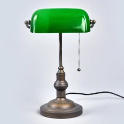 Arbejdsrum/Kontor|Bordlamper ^ Clayre&Eef Verda iøjnefaldende banklampe med fod i antikbrun