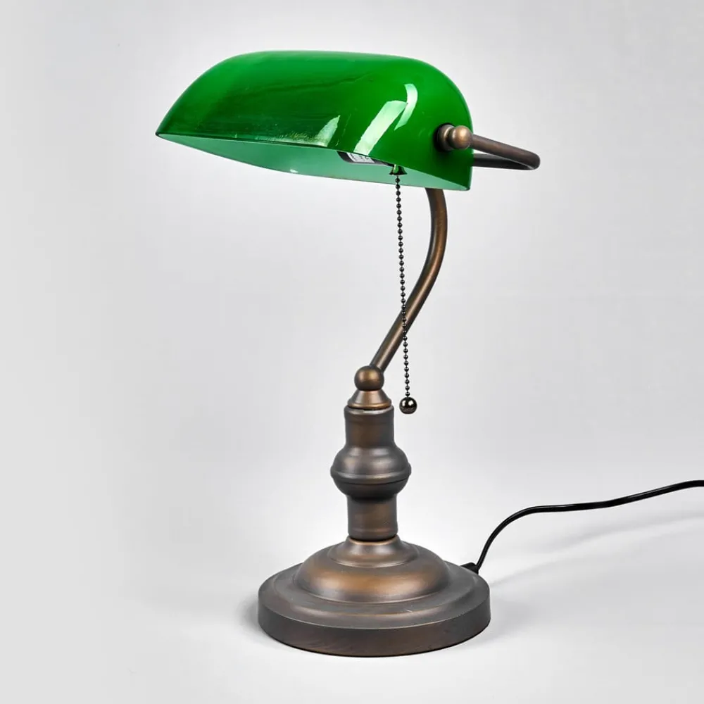 Arbejdsrum/Kontor|Bordlamper ^ Clayre&Eef Verda iøjnefaldende banklampe med fod i antikbrun