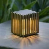 Solcellelamper|Terrassebelysning ^ Les Jardins Verti LED solcellebordlampe, teakgrå, 3.000 K, 300 lm