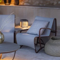 Solcellelamper|Terrassebelysning ^ Les Jardins Verti LED solcellebordlampe, teakgrå, 3.000 K, 300 lm