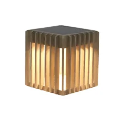 Solcellelamper|Terrassebelysning ^ Les Jardins Verti LED solcellebordlampe, teakgrå, 3.000 K, 300 lm