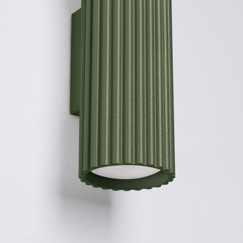SOLLUX LIGHTING Gang|Væglamper > Væglampe ALORA, højde 30 cm, olivengrøn, metal, 2 x GU10