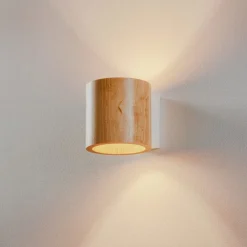 Gang|Pendellamper ^ SOLLUX LIGHTING Væglampe Ara som cylinder i træ
