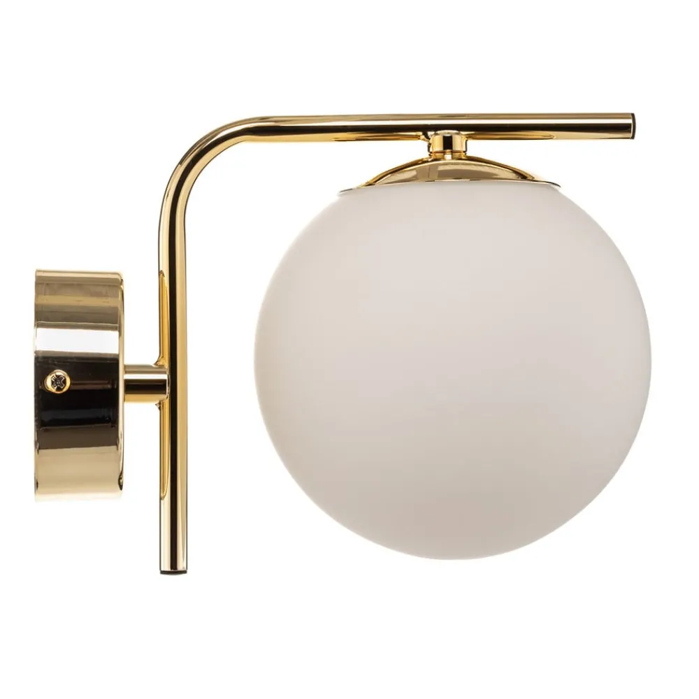 Domiluce Gang|Pendellamper > Væglampe Aurora, guldfarvet, glas, 17 cm høj, kugle, E14