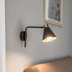 Euluna Væglamper > Væglampe Avalone udhæng 34 cm sort/messing