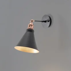 Væglamper|Væglamper ^ Opviq Væglampe Berceste, sort/guld, metal, højde 29 cm