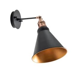 Væglamper|Væglamper ^ Opviq Væglampe Berceste, sort/guld, metal, højde 29 cm