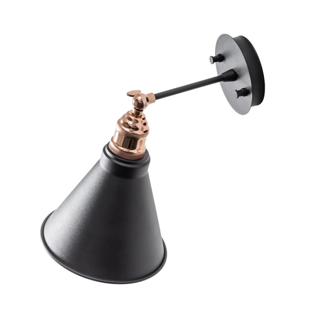 Væglamper|Væglamper ^ Opviq Væglampe Berceste, sort/guld, metal, højde 29 cm