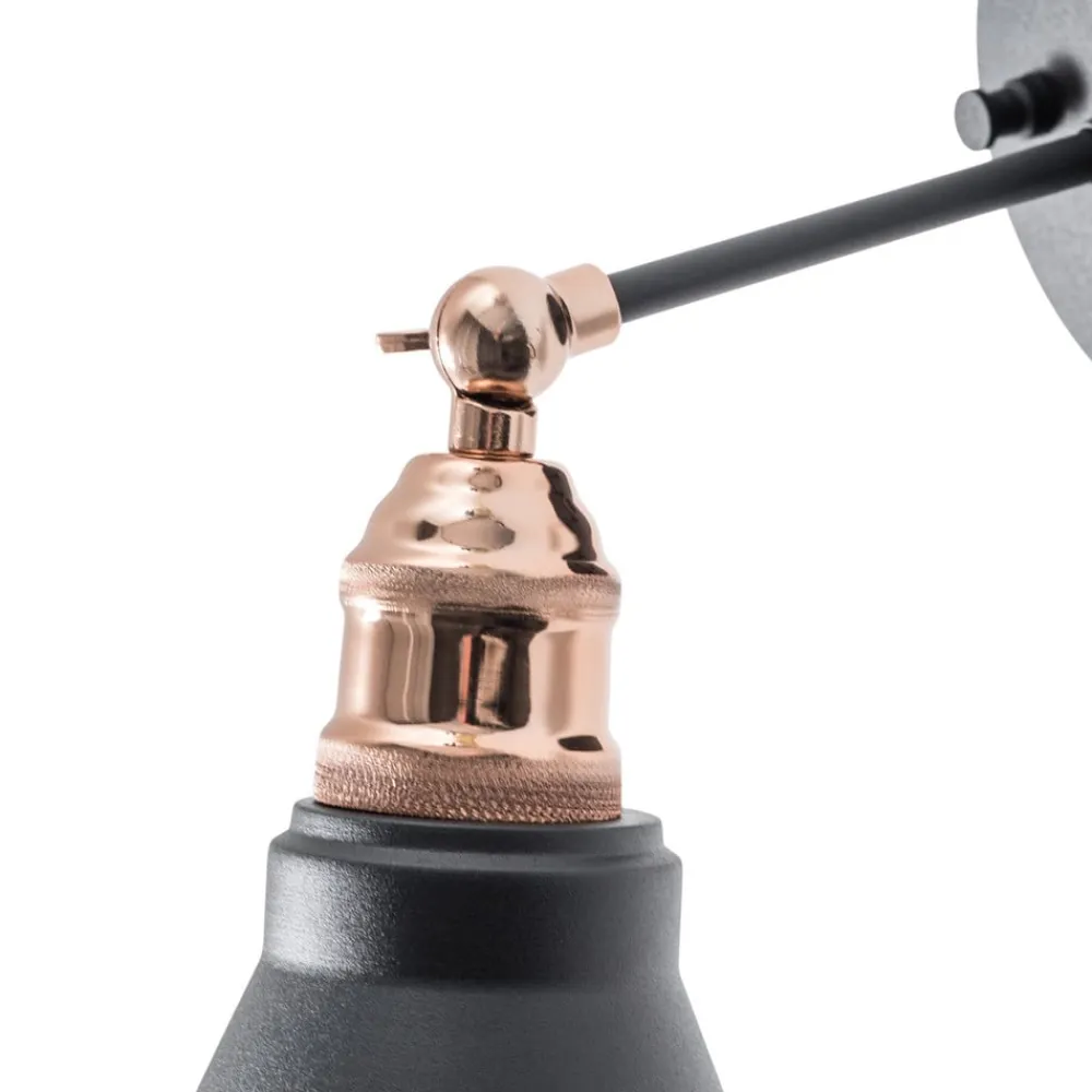 Væglamper|Væglamper ^ Opviq Væglampe Berceste, sort/guld, metal, højde 29 cm