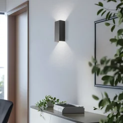 Væglamper ^ Nowodvorski Lighting Væglampe Bergen, mørkegrå, metal, 23 cm høj, GU10