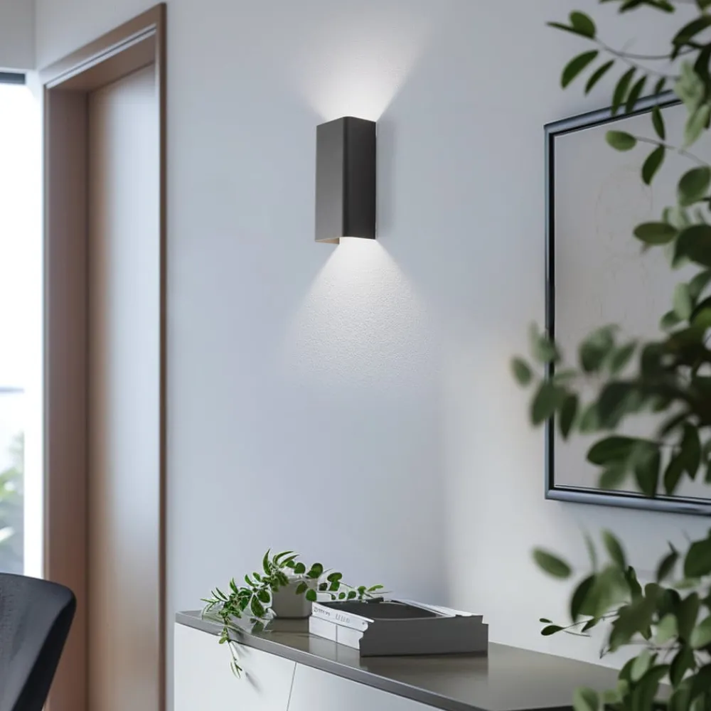 Væglamper ^ Nowodvorski Lighting Væglampe Bergen, mørkegrå, metal, 23 cm høj, GU10