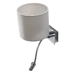 Argon Væglamper > Væglampe Bilo, hvid/krom, tekstil, 2 lyskilder, læselampe