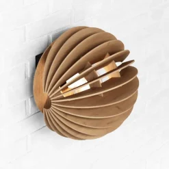 Bæredygtige Lamper ^ MCJ Væglampe Clay, Ø 23 cm, birkfiner, plan, E27