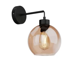 TK Lighting Væglamper > Væglampe Cubus, sort/rav, glas, Ø 18 cm, E27