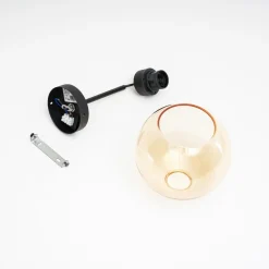 TK Lighting Væglamper > Væglampe Cubus, sort/rav, glas, Ø 18 cm, E27