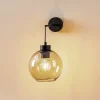 Væglamper ^ TK Lighting Væglampe Cubus, sort/røggrå, glas, 30 cm høj, E27