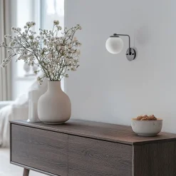 Opviq Væglamper|Væglamper > Væglampe Daisy, sort, glas, højde 22 cm, E27