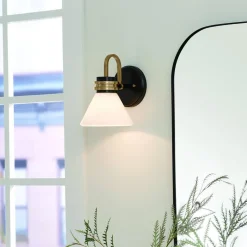 Væg- Og Spejllamper ^ KICHLER Væglampe Farum 1, sort/bronzefarvet, stål, glas, G9