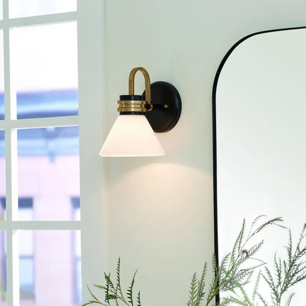 Væg- Og Spejllamper ^ KICHLER Væglampe Farum 1, sort/bronzefarvet, stål, glas, G9