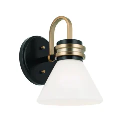 Væg- Og Spejllamper ^ KICHLER Væglampe Farum 1, sort/bronzefarvet, stål, glas, G9