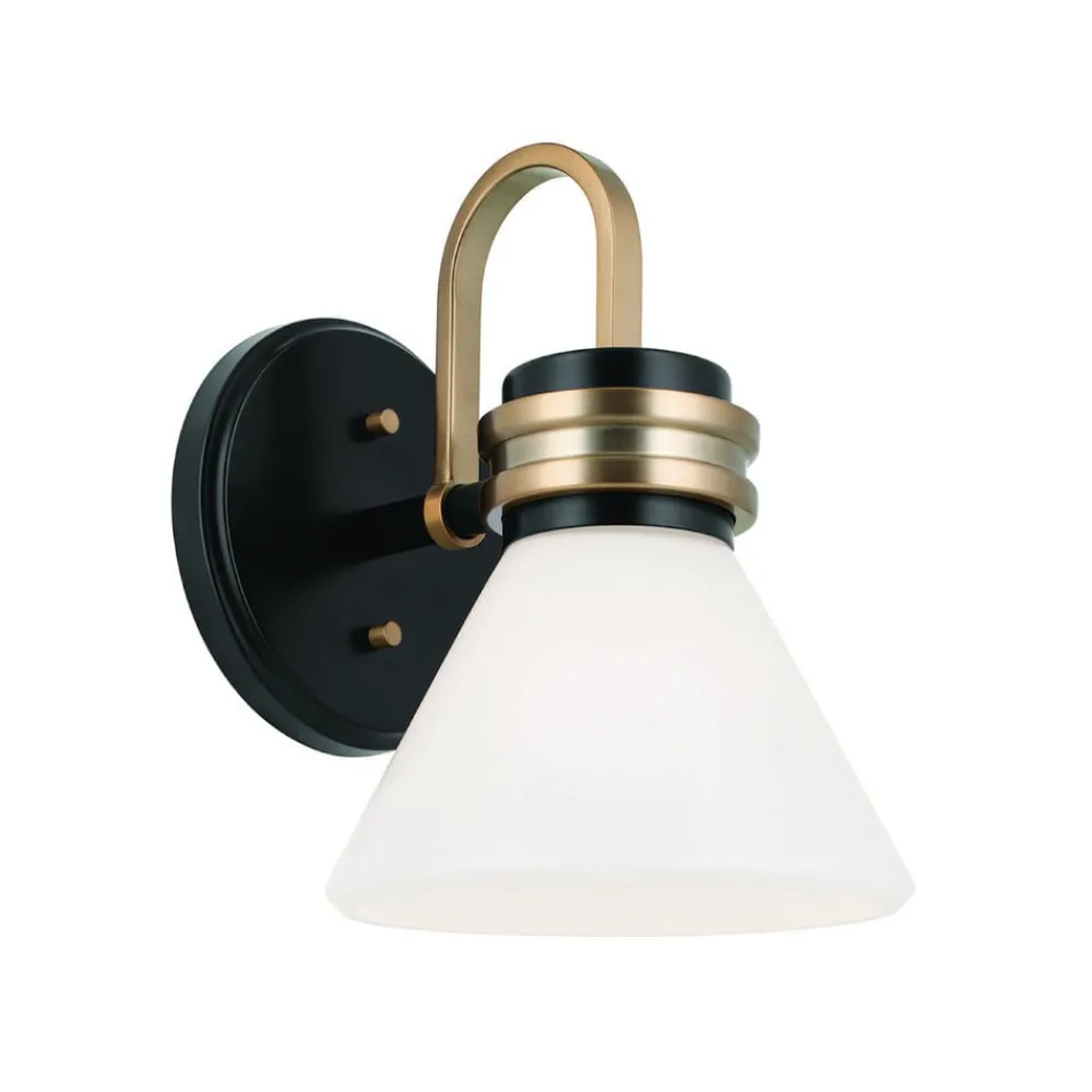 Væg- Og Spejllamper ^ KICHLER Væglampe Farum 1, sort/bronzefarvet, stål, glas, G9