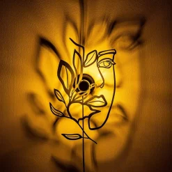 Opviq Gang|Væglamper > Væglampe Flower Faced, sort, metal, 54 x 34 cm, stik