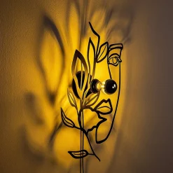 Opviq Gang|Væglamper > Væglampe Flower Faced, sort, metal, 54 x 34 cm, stik