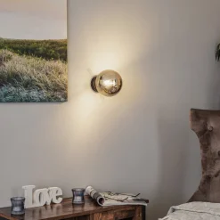 EMIBIG LIGHTING Væglamper|Væglamper > Væglampe Glassy, sort, grafit, glas, E14, Ø 14 cm