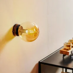 EMIBIG LIGHTING Væglamper|Væglamper > Væglampe Glassy, sort, ravfarvet, glas, E14, Ø 14 cm