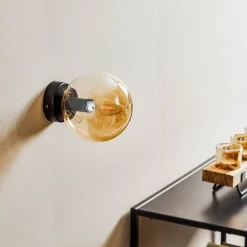 EMIBIG LIGHTING Væglamper|Væglamper > Væglampe Glassy, sort, ravfarvet, glas, E14, Ø 14 cm
