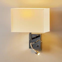 Nowodvorski Lighting Væglamper > Væglampe Hotel LED, hvid, tekstil, 2 lyskilder, LED-læselampe