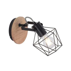 JUST LIGHT. GmbH Væglamper > Væglampe Jaro justerbar sort/træ 1-lys