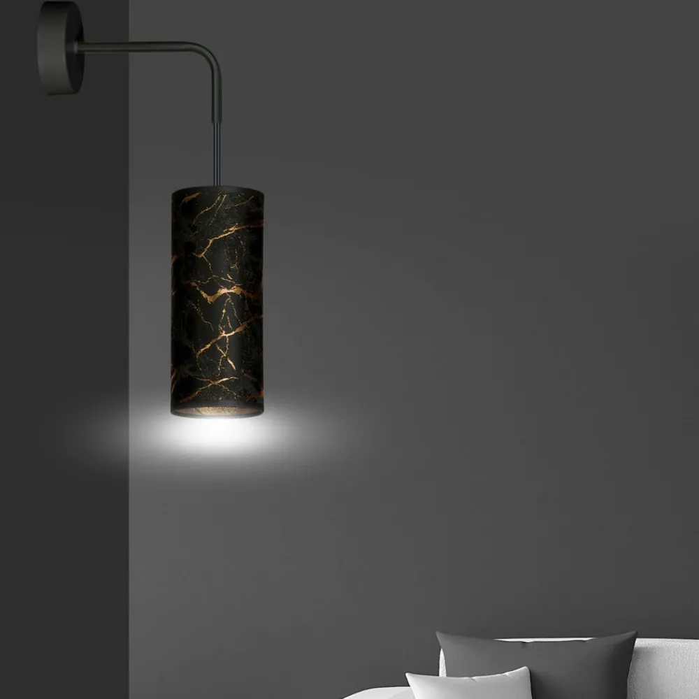 Væglamper ^ EMIBIG LIGHTING Væglampe Joni, tekstil, 1 lyskilde sort marmoreret