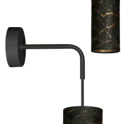 Væglamper ^ EMIBIG LIGHTING Væglampe Joni, tekstil, 1 lyskilde sort marmoreret