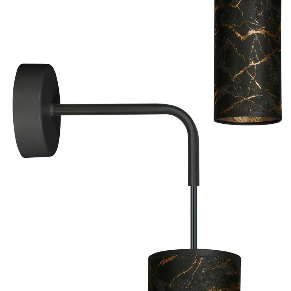 Væglamper ^ EMIBIG LIGHTING Væglampe Joni, tekstil, 1 lyskilde sort marmoreret