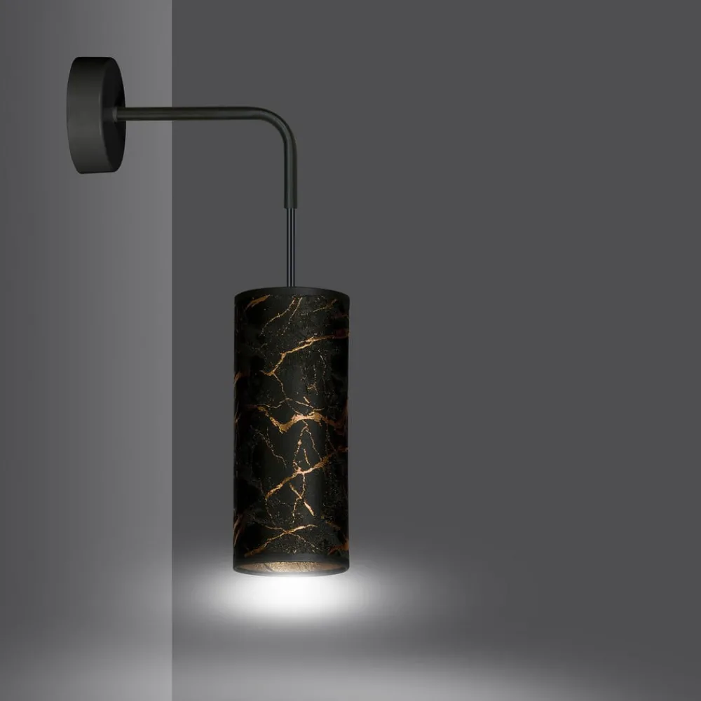 Væglamper ^ EMIBIG LIGHTING Væglampe Joni, tekstil, 1 lyskilde sort marmoreret