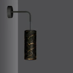Væglamper ^ EMIBIG LIGHTING Væglampe Joni, tekstil, 1 lyskilde sort marmoreret