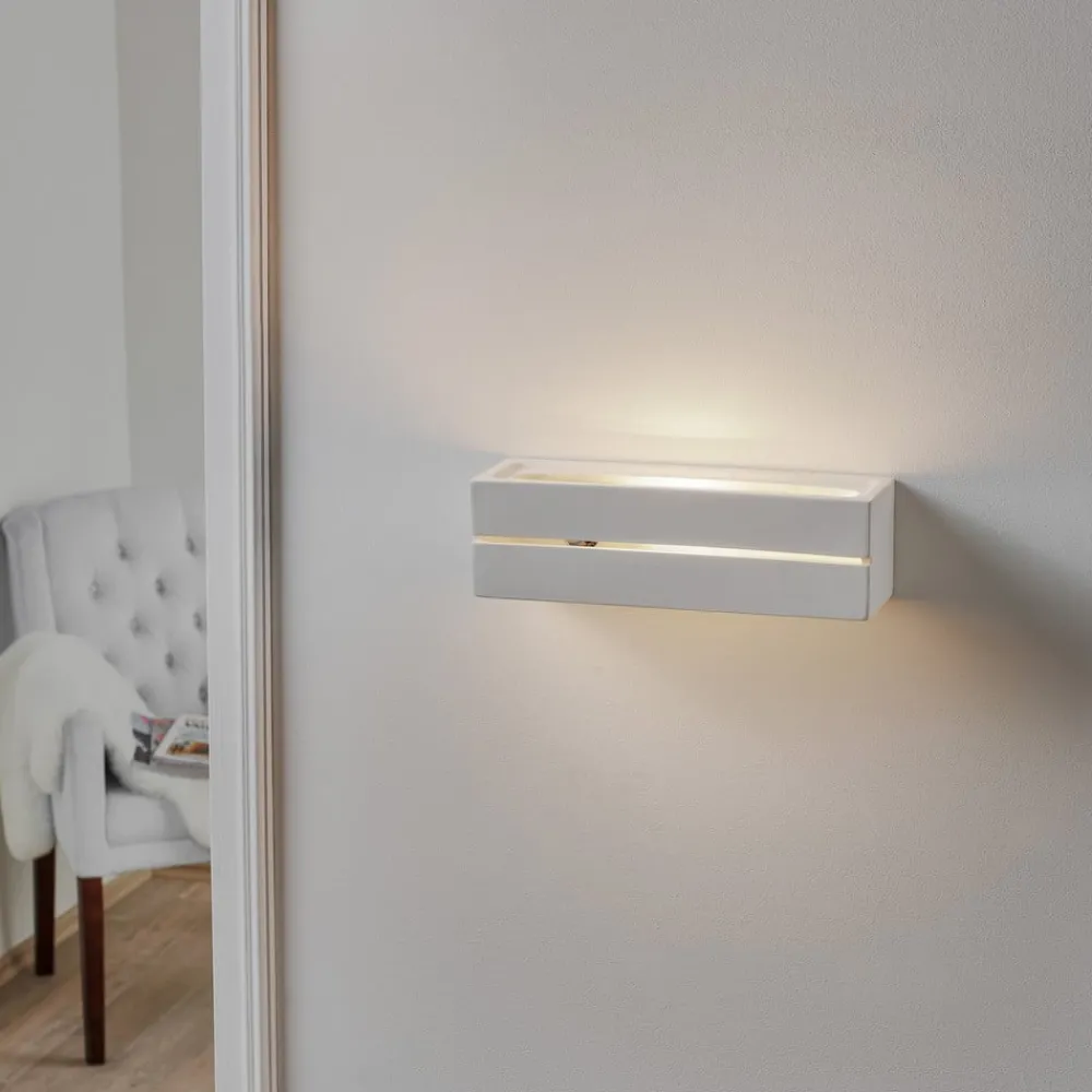SOLLUX LIGHTING Væglamper > Væglampe Keramik Top, hvid, 32 x 9 cm